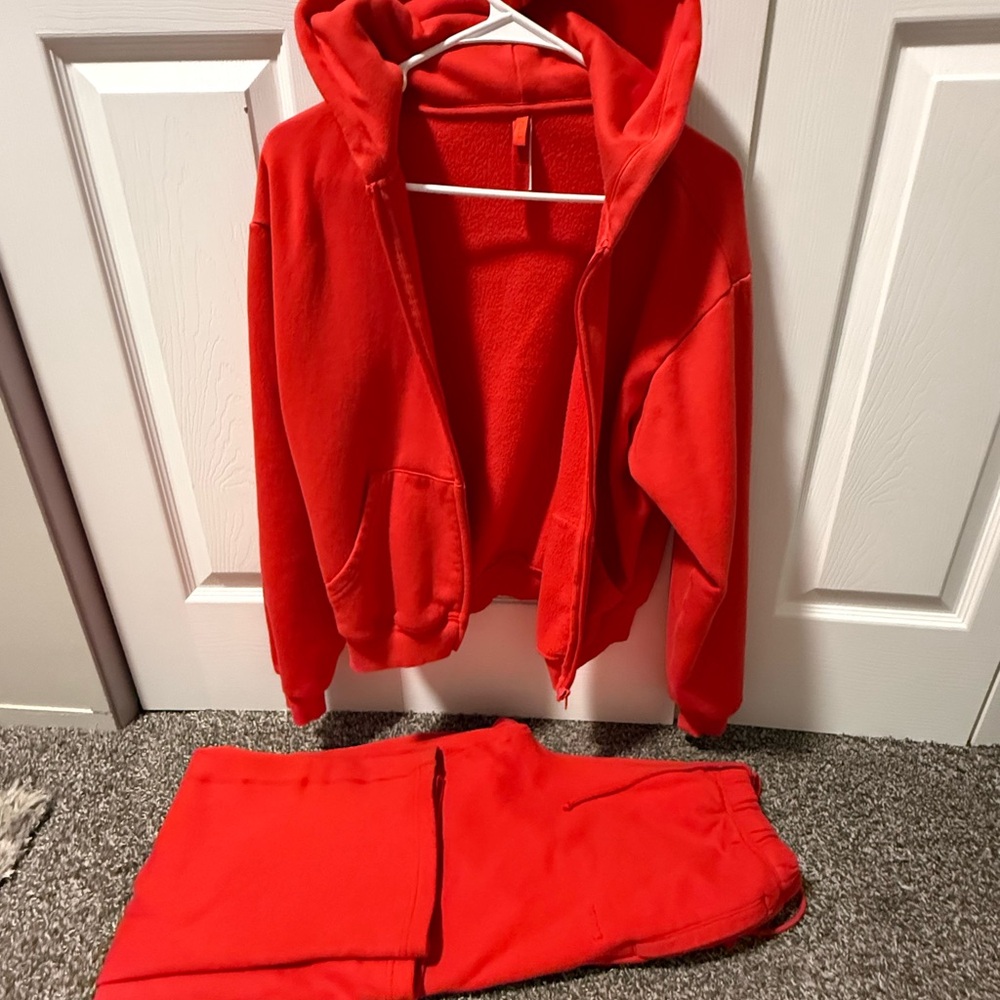 Skims Ruby Sweatshirt and straight leg jogger pants set